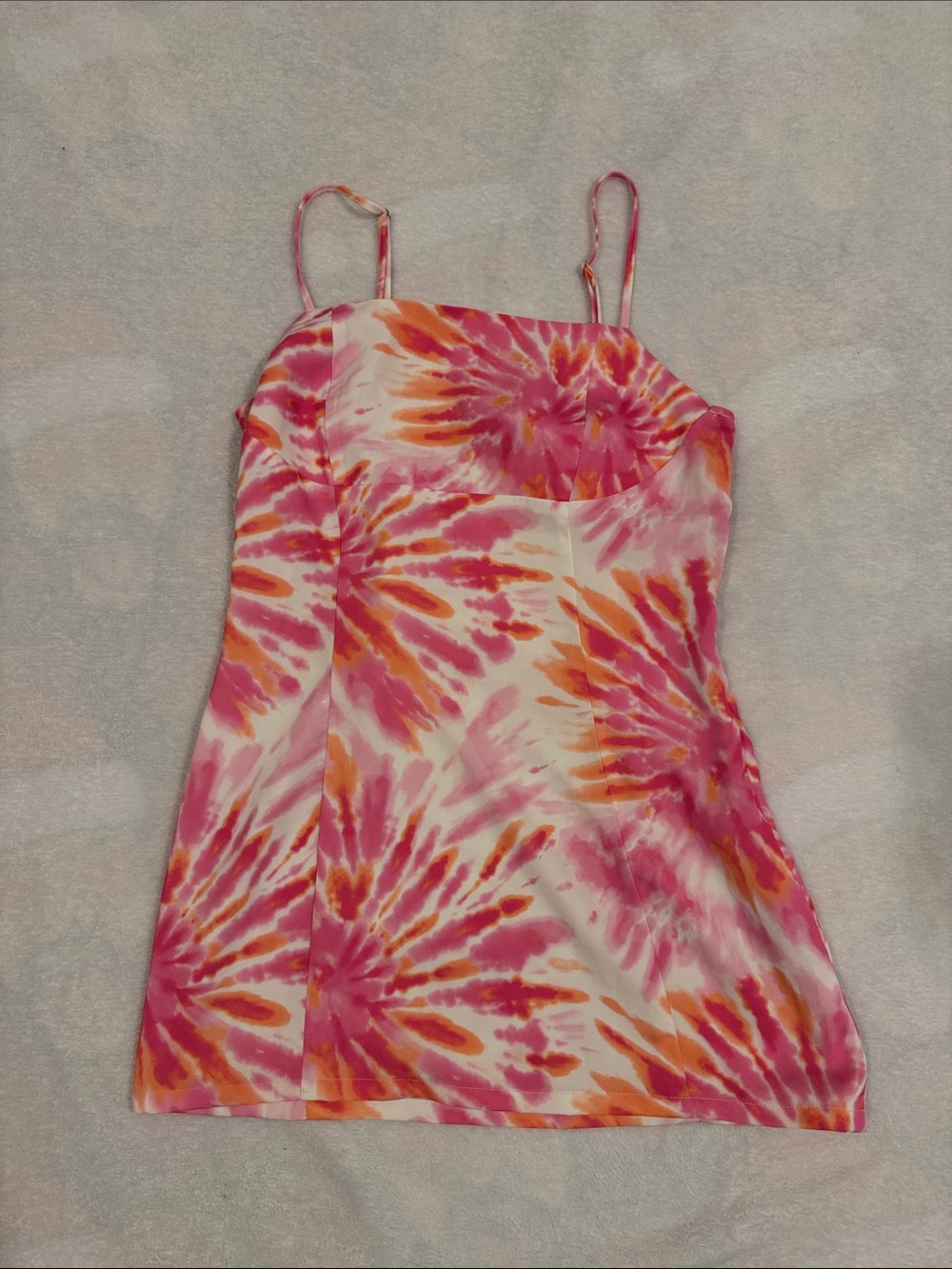 Forever 21 Pink & Orange Tie-Dye Spaghetti Strap Mini Dress